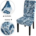 thumbnail image 3 of Chair Covers Set of 4, Blue Prosperous Flowers Printed Washable Chair Cover Elastic Chair Cover for Kitchen Home or Party, 3 of 4