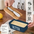 thumbnail image 4 of Sirene Butter Dish with Silicone Lid, Stainless Steel Multipurpose Butter Knife - Navy Blue, 4 of 8
