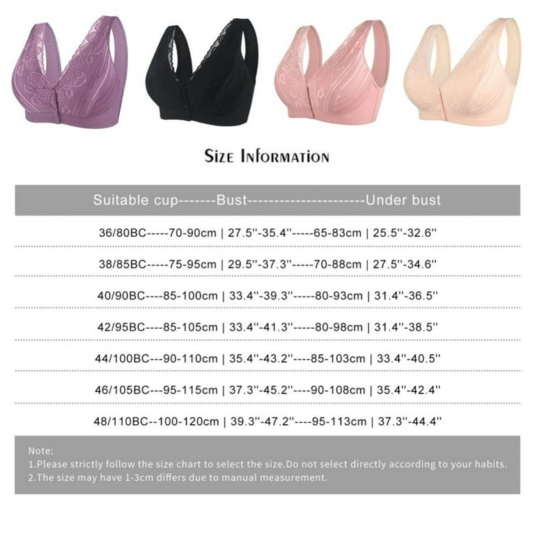 Pretty Comy 3 Pack Everyday Bras Plus Size Vest Bra Comfort Breathable  Wireless Front Close Bras for Women (36-48B/C)