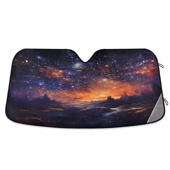 Forest under Stars Car Windshield Sun Shade Foldable Car Front Window Visor Heat and UV Protection 53x23.5