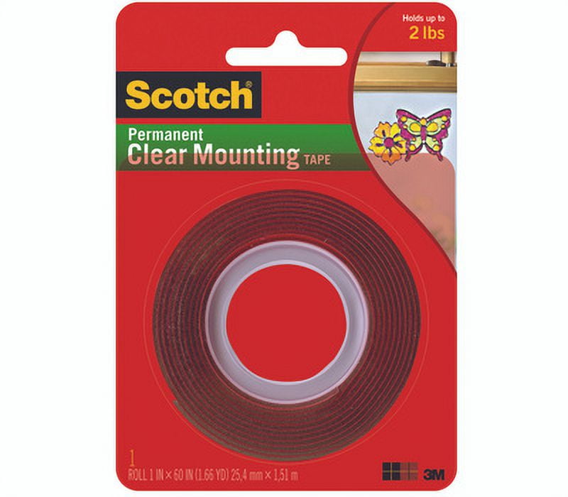 3M 4010 Scotch Mounting Tape Heavy Duty Clear 1 By 60 Inch