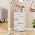thumbnail image 6 of Furologee Fabirc Dresser for Bedroom with 5 Drawers, Tall Chest of Drawers for Living Room, Adults & Kids Nightstand, White, 6 of 9