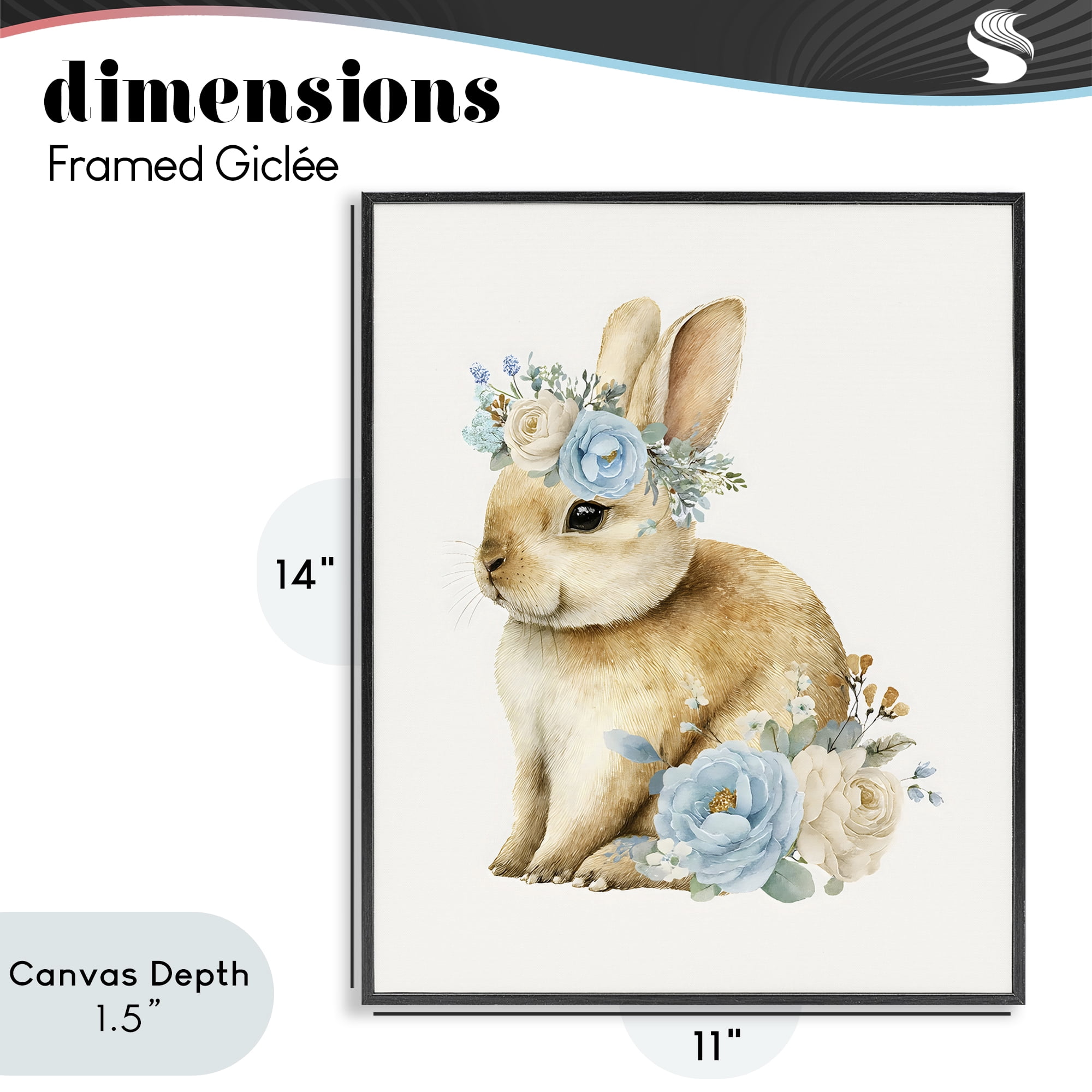 Stupell Industries Watercolor Nursery Bunny Black Framed Giclee Art, design by LSR Design Studio