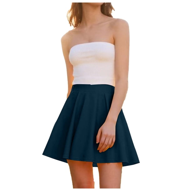 TaTaai Women Spring Summer High Waist Solid Color A-Line Bubble Skirt Comfort Fit Lightweight Breathable Machine Washable No Fading Versatile Daily Office Casual Wear Mini Skirt Gift