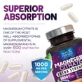thumbnail image 6 of Magnesium Citrate 1000mg Per Serving - Max Absorption Magnesium Powder Capsules for Muscle, Nerve, Bone and Heart Health Support, High Absorption Citrate Complex, Gluten Free, Non-GMO - 60 Capsules, 6 of 10