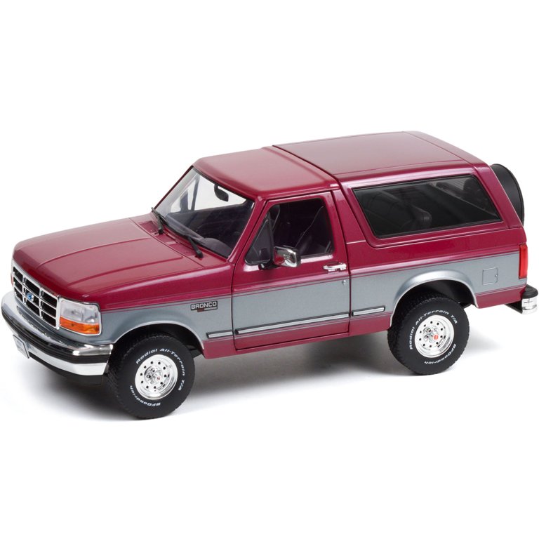 1996 Ford Bronco XLT(green light) 1/18限定 1996 Ford Bronco XLT Burgundy and Silver 1/18 Diecast Model Car by
