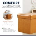 thumbnail image 6 of Ornavo Home 15 Inch Square Storage Ottoman Cube, Tufted Square Faux Leather Storage Ottoman Chest, Footrest, Toy Chest Ottoman with Storage - (Cognac), 6 of 7