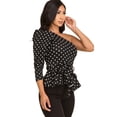 thumbnail image 2 of 2Chique Boutique Women's One Shoulder Polka Dot 3/4 Sleeve Belted Peplum Fashion Top, 2 of 4