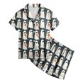 thumbnail image 4 of Pandaie 2 Piece Little Girls Full Ghost Print Short Sleeve Pajamas Set Halloween Kid Sleepwear Outfits Grey,8-9Years, 4 of 5
