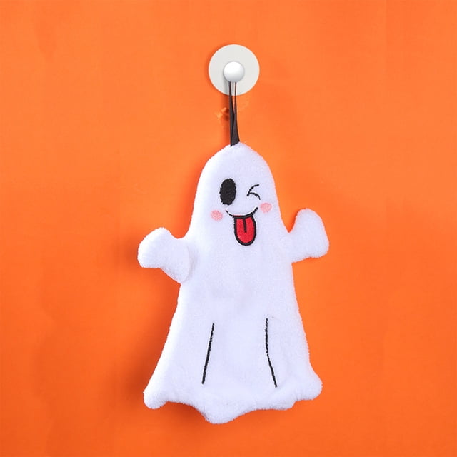 Halloween Pumpkin Ghost Bats Hand Towel Hangable Thickened Polyester Kitchen Cloth Absorbent Fast-Dry Children's Small Towel