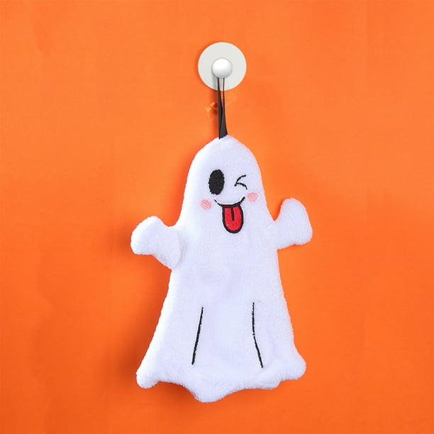 Juego de Toallas de Mano de Halloween | Diseño de Calabaza, Fantasma y Murciélagos | Forro Polar Coral de Poliéster Grueso | Toalla Pequeña Infantil Suave, Absorbente y de Secado Rápido con Asa para
