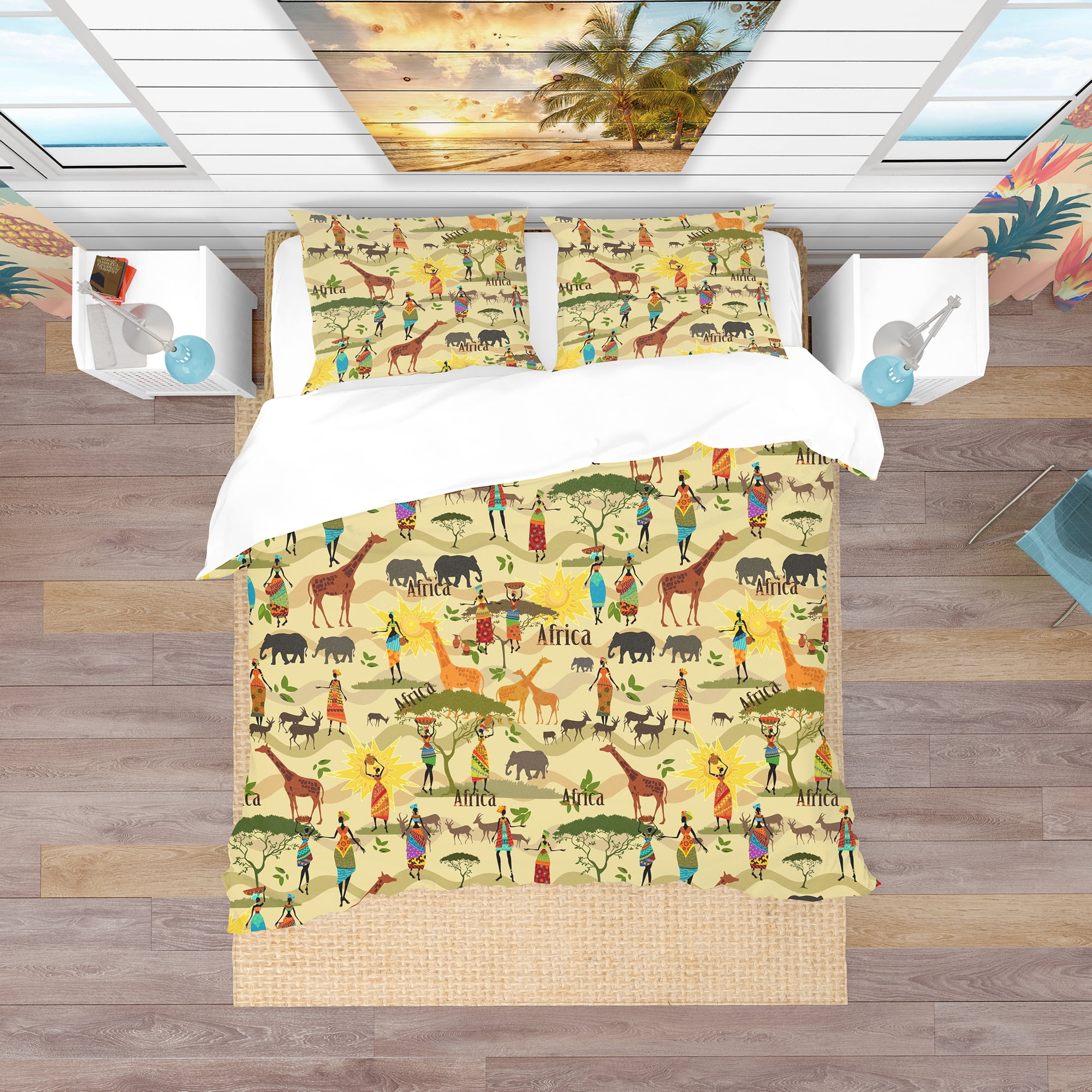 Designart 'Ethnic African Texture' Tropical Duvet Cover Set