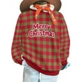 thumbnail image 5 of ZUKMRJPC Womens Crewneck Christmas Sweaters Merry Christmas Letter Print Fleece Lined Long Sleeve Cute Plaid Sweatshirts Holiday Party Shirts, 5 of 9