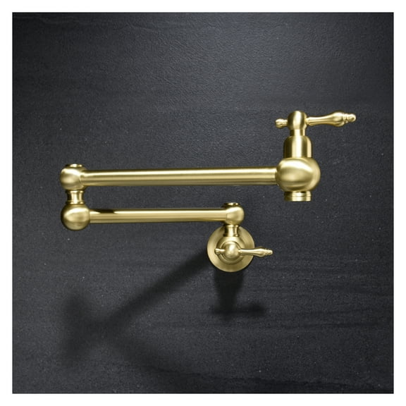 Pot Filler Faucet Wall Mount, Kitchen Faucet with Swivel Spout, Double Handle Stainless Steel Pot Filling Faucet for Stove, Commercial Style Water Faucet