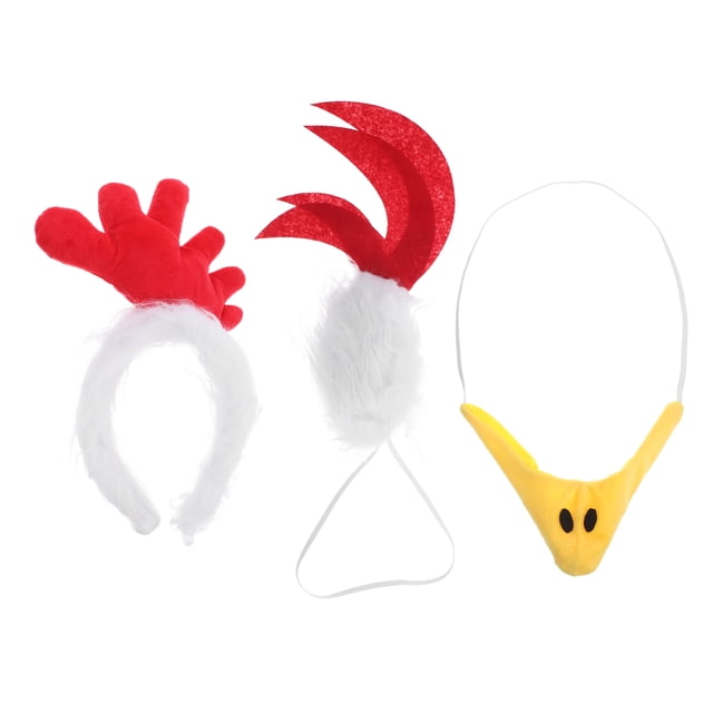 ColoMX 1 Juego de diadema de animales, diadema de pollo de felpa, conjunto de Cosplay de gallo, disfraz de Animal de granja, cabeza de Pascua, accesorios de Cosplay