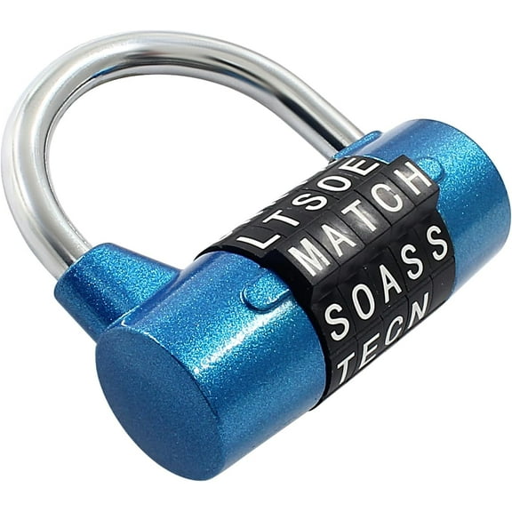 Gym Locker Lock 5 Letter Word Lock Safety Padlock Combination Lock for School Gym Locker,Sports Locker,Fence,Toolbox,Case,Hasp Storage (1, Blue)