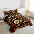 thumbnail image 3 of Manfei Exotic Style 3 Pieces Queen Comforter Set for Teens Adults,Chic Floral Flowers Ultra Soft Bedding Sets,Vintage Aesthetics Bedding Comforter Set Breathable,Ultra Soft Home Decor,Reversible, 3 of 8