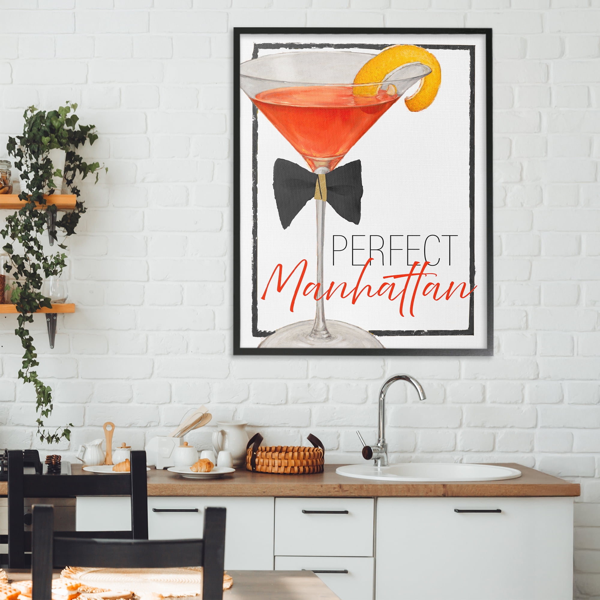 Stupell Industries Perfect Manhattan Cocktail Black Framed Giclee Art, design by Lorenzo Collective