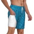 thumbnail image 3 of Picia Blue Glitter pattern Mens Swim Trunks with Compression Liner Stretch Beach Shorts Quick Dry with Zipper Pockets No-Chafing Board Shorts-3X-Large, 3 of 9