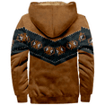 thumbnail image 4 of Men's Winter Print Hooded Jacket, Ethnic Pattern Fleece-Lined Thick Casual Zipper Coat for Outdoor Leisure and Holiday Gift,Light Brown,4XL, 4 of 5