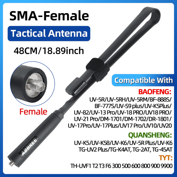 ABBREE CS antena táctica SMA-hembra de doble banda VHF UHF 144/430Mhz plegable para Walkie Talkie Baofeng UV-21 UV-5R QuanSheng K5