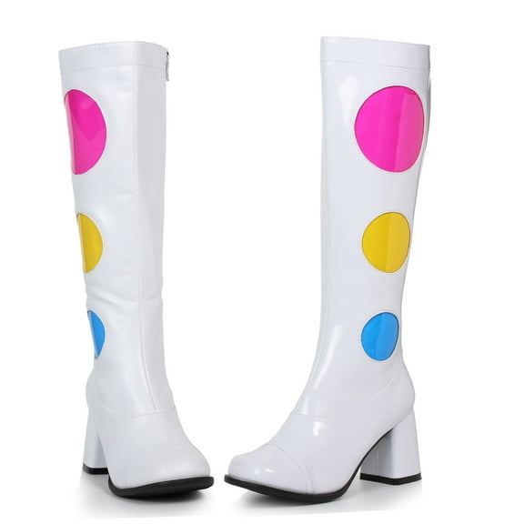White Polka Dot Gogo Boots Women's