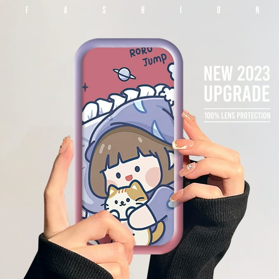 Phone Case Girls Lovely Cartoon Girl Pattern Phone Case Monster Lens Phone Shell Soft Protective Cover for iPhone XS