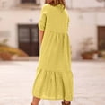 Ladies Turtleneck Faux Gauze Linen Dresses Beach Casual Dresses for