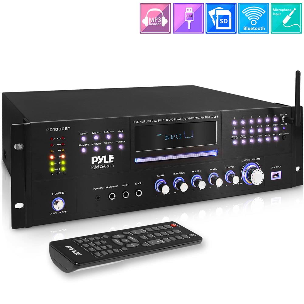 Pyle PD1000BT Home Theater Preamplifier Pro Audio Stereo Receiver System with CD/DVD Player