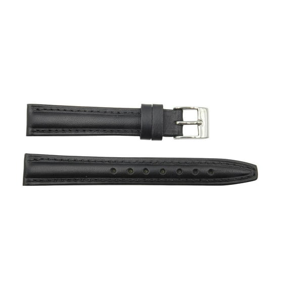 Genuine Smooth Leather Skagen Style Black 12mm Watch Strap