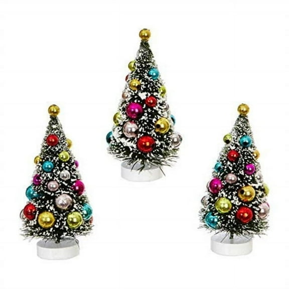 raz imports mini decorated christmas tree figurines - set of 3