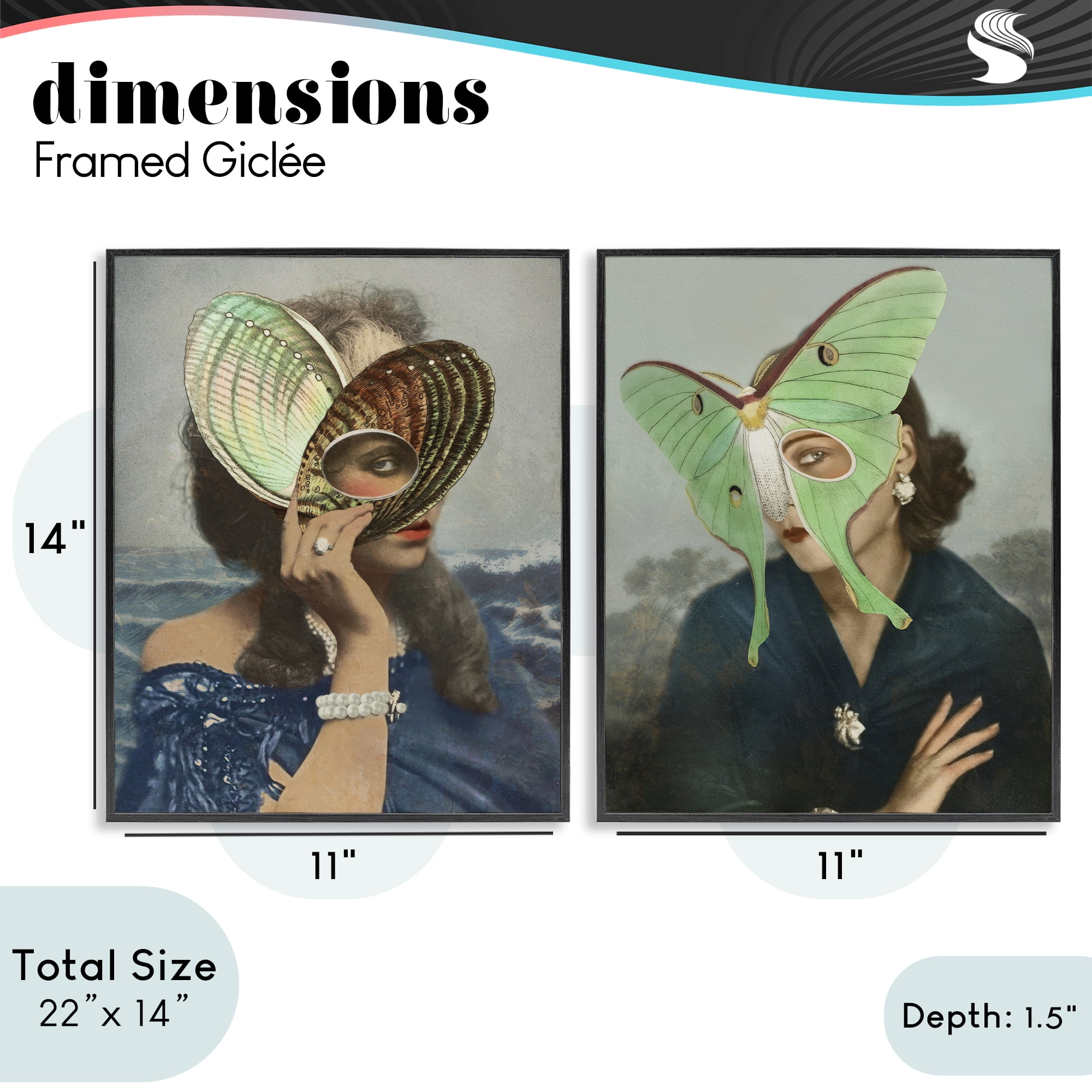 Stupell Industries Naturalist Women Portraits 2 Piece Black Framed Giclee Art Set, design by Victoria Barnes