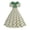 Green, variant on Summer Dress Dressy Polka Dot Midi Peter Pan Collar Ball Gown Short Sleeve Evening Size S