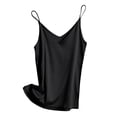 thumbnail image 3 of Samlisa Womens Satin Spaghetti Strap Camisole Tops Trendy Sleeveless Loose Fit Tank Tops Summer V Neck Cami Tshirts Tees Black S, 3 of 3