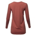 thumbnail image 3 of A2Y Women's Basic Solid Soft Cotton Long Sleeve Crew Neck Top Shirts Fired Brick L, 3 of 3