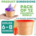 thumbnail image 3 of JoyServe Ice Cream Bowls and Spoons Set - (Pack of 12) Reusable Plastic Ice Cream Cups and Waffle Cone Shaped Spoons for Dessert, Frozen Yogurt, Gelato, Birthday Party Decorations, 3 of 7