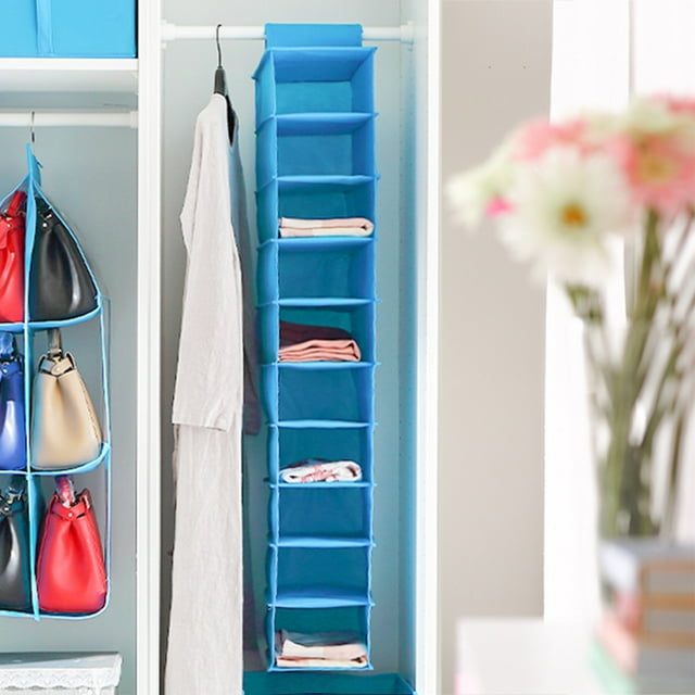 Xihbxyly Organizador Colgante de 10 Bolsillos, Tela No Tejida, Diseño Translúcido, Multiusos, Ahorra Espacio, Ideal para Zapatos, Bolsos, Ropa y Joyas, Beige y Negro, 120 X 30 X 15 Cm.