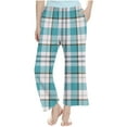 thumbnail image 4 of OGLCCG Kids Girls Wide Leg Pants Elastic Waist Baggy Plaid Sweatpants Casual Loose Long Yoga Pants with Pockets for Teen 4-14 Years, 4 of 7