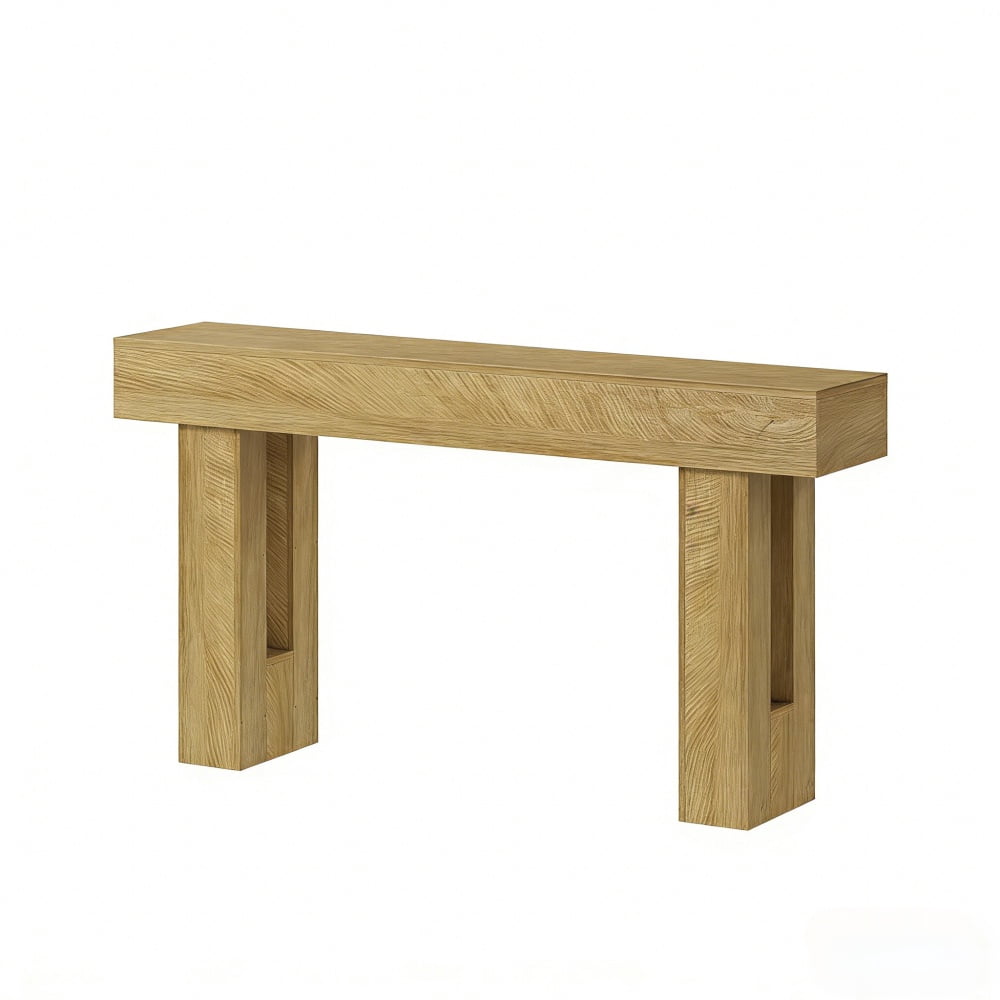 Rustic Oak Console Table, 63” Narrow Sofa Table with 110 LBS Load Capacity, Anti-Tip Strap, Easy Assembly & Clean for Entryway Hallway Living Room