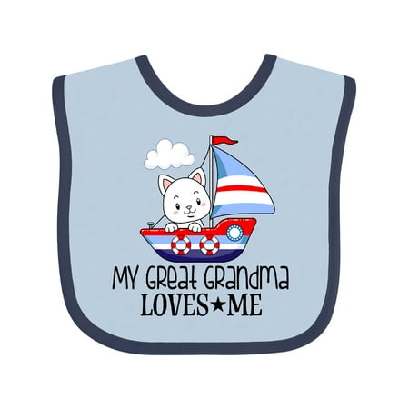 

Inktastic My Great Grandma Loves Me Grandson Gift Baby Boy Bib
