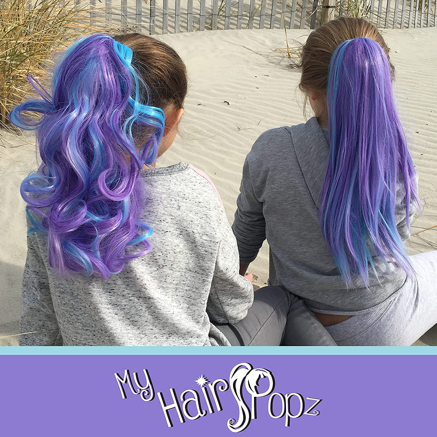 My Hair Popz Colorful Clip-in Hair Extensions for Kids - Rainbow Unicorn Hair Accessories for Girls