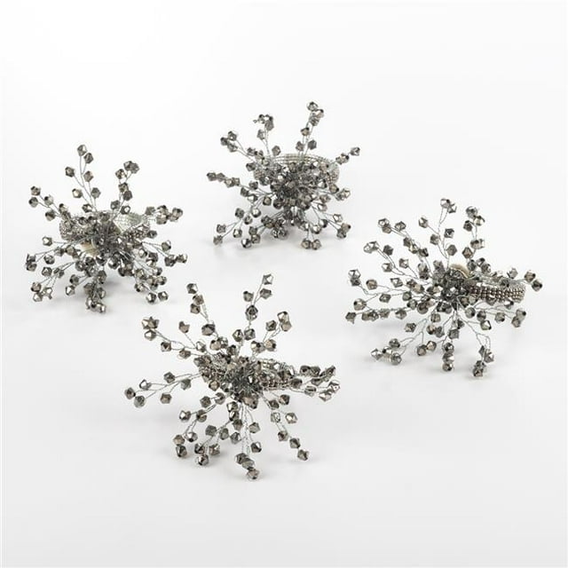 SARO NR114.S Collection Beaded Napkin Ring Silver - Set of 4