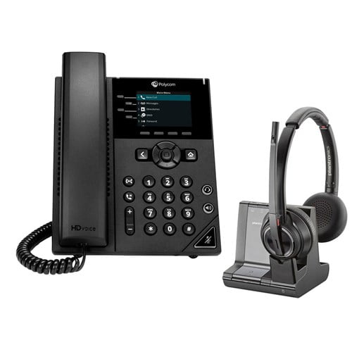 VVX 350 SIP Voice Over IP Phone with Savi W8220 Wireless