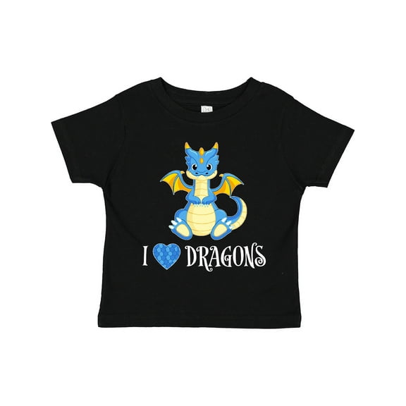 Inktastic I Love Dragons with Cute Blue Dragon Boys or Girls Toddler T-Shirt