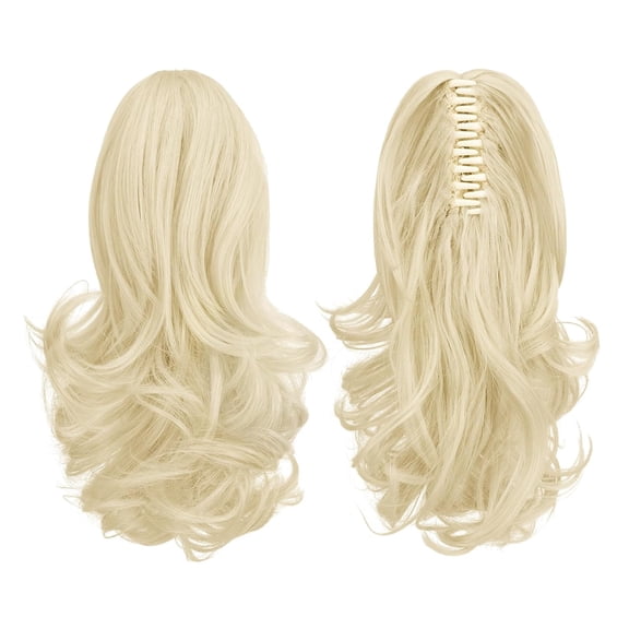 WEIF-13" Ponytail Extension Long Curly Ponytail Clip in Claw Hair Extension Natural Looking Synthetic Hairpiece for Women, Platinum Blonde