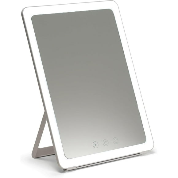 Ilios Lighting Portable Makeup Mirror with Adjustable Stand, Dimmable LED Lighting, 3 Color Modes, and Touch Control – Perfect for Travel, Vanity, and Beauty On-The-Go