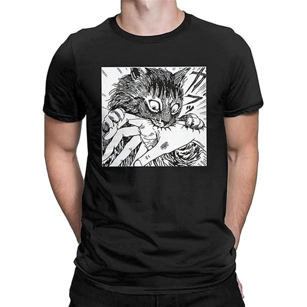 Men's T-Shirt My Cute Cat Tomie Junji Ito Vintage Cotton Tees Short Sleeve