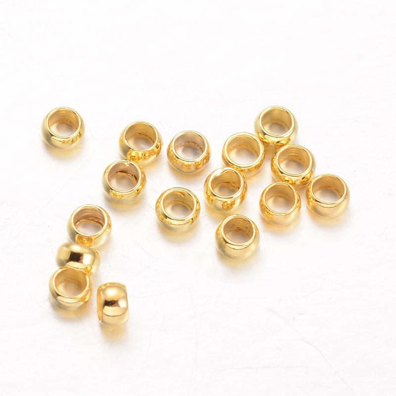 200 g Rondelle Brass Crimp Beads Golden 2.5x1.5mm Hole: 1mm about 10000pcs/200g
