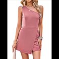 thumbnail image 1 of Body Ajustado de Verano Sin Mangas para Mujer, Pantalones Cortos, Color Liso, Cintura Alta, Mini Mono para Salir de Noche y Fiestas. Rosa XL, 1 of 10