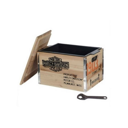 Harley Davidson Color Bar - Harley-Davidson 1903 Vintage Wooden Crate Cooler 13.75 x 10 x 10.25 in HDL-18531, Harley Davidson